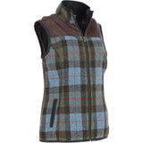 Ashwood Women's Country Tweed Check Waistcoat with Leather Trim Brown/Macleod: TW-702-01-BM