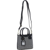 Ashwood Leather & Harris Tweed® Cloth Handbag with Removable Crossbody Strap Black/White: TW-21-012-BW
