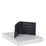 Vegetable Tanned Leather Classic 8 Card Bill Fold  Wallet Black : 1211-VT