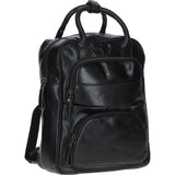 Compact Leather Backpack with Front Zip Pockets Black: TL-006