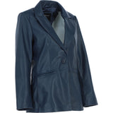 Womens Leather Fashion Single Breasted Blazer Navy: AWL-Blazer