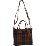 Versatile Ashwood Leather & Harris Tweed® Cloth Shoulder Bag Tan/Green/Red: TW-22-08-TR