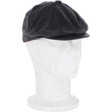 Men's Small Fitting 8 Panel Leather Flat Cap Black: CAP 00
