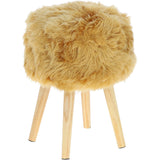 New Zealand Sheepskin Stool Ochre: SHORT SHEEPSKIN STOOL
