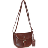Leather Flap-Over Crossbody Bag Cognac: Violet