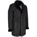 Luxury 4 Button Single Breasted Mink Collar and Sheepskin Coat Black: KE-224 MINK