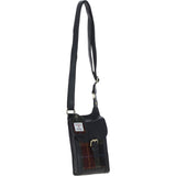Ashwood Leather & Harris Tweed® Cloth elegance Crossbody Bag Black/Green/Red: TW-20-07-BR