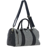 Ashwood Leather & Harris Tweed® Cloth Doctor Holdall Black/White: TW-46-12-BW