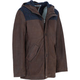 Ashwood Leather x Harris Tweed Men’s Hooded Casual Jacket Brown/Navy: TW-905-011-BN