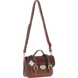 Ashwood Leather & Harris Tweed® Cloth Small Satchel Bag with Twist Lock Tan/Green/Red: TW-33-08-TR