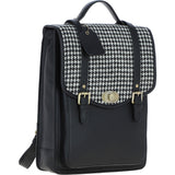 Ashwood Leather & Harris Tweed® Cloth Large Backpack with Twist Lock Black/White: TW-38-12-BW