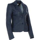 Ashwood Leather Women's Two Button Raw-Edge Blazer Navy: AWL-RE Blazer