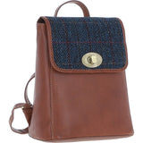 Ashwood Leather & Harris Tweed® Cloth Compact Backpack Tan/Navy: TW-65-11-TN