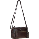 Leather Crossbody Bag with Adjustable Strap Brown: Audrey