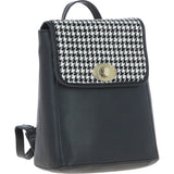 Ashwood Leather & Harris Tweed® Cloth Compact Backpack Black/White: TW-65-12-BW