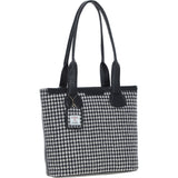Ashwood Leather & Harris Tweed® Cloth Genuine Leather Shoulder Bag Black/White: TW-23-012-BW