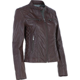 Leather Biker Style Jacket Bordeaux : Awl-1201
