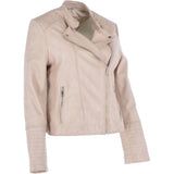 Leather Biker Jacket Cream: N-31