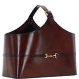 Ashwood Leather's Premium Handcrafted Leather Magazine Holder with Brass Detailing Chestnut: LF-161