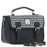 Ashwood Leather & Harris Tweed® Cloth Satchel Bag Black/White: TW-68-12-BW