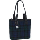 Ashwood Leather & Harris Tweed® Cloth Genuine Leather Shoulder Bag Black/Watch: TW-23-03-BW