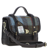 Ashwood Leather & Harris Tweed® Cloth Mini Satchel Bag with Twist Lock Brown/Mcload: TW-32-01-BM