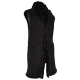 3/4 Length Toscana Suede Leather Gilet Black :  Nekhii