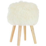New Zealand Sheepskin Stool Natural: SHORT SHEEPSKIN STOOL