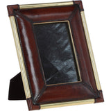 Exquisite Ashwood Leather Picture Frame (L) with Golden Accents Chestnut: LF-123