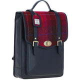 Ashwood Leather & Harris Tweed® Cloth Large Backpack with Twist Lock Navy/Pink: TW-38-06-NP