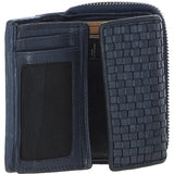 Vintage Woven Leather 7 Card Purse Navy:  D-82