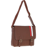 Gabicci Leather Messenger Bag with Striped Detail Tan: GB-64951