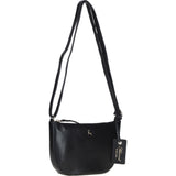 Leather Compact Crossbody Bag Black: Naomi