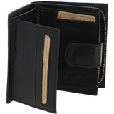 Women's Vintage Wash Leather Wallet Purse Black : G-41