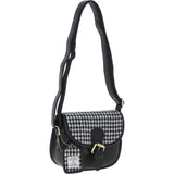 Ashwood Leather & Harris Tweed® Cloth Saddle Bag Black/White: TW-26-012-BW