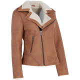 Ashwood Faux Fur Biker Style Jacket Tan: Jan