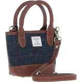 Ashwood Leather & Harris Tweed® Cloth Small Grab Bag Tan/Navy: TW-63-11-TN