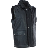 Ashwood Men's Leather Waistcoat Black Nap: LUCK