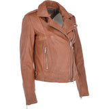 Twin Zip Fastening Leather Jacket  Cognac: ESTIMO