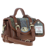Ashwood Leather & Harris Tweed® Cloth Micro Satchel Bag with Twist Lock Tan/McLoad:TW-36-02-TM