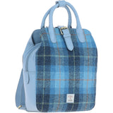 Ashwood Leather & Harris Tweed® Cloth Multi-Pocket Backpack Baby-blue/Blue: TW-66-19-BB