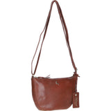 Leather Compact Crossbody Bag Cognac: Naomi