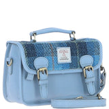 Ashwood Leather & Harris Tweed® Cloth Small Satchel Bag Baby-blue/Blue: TW-67-19-BB