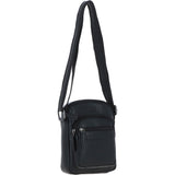 Real Leather Compact Crossbody Bag Black: SICILY
