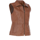 Women's  Leather Gilet Tan: FO-GILLET 1