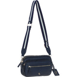 Compact Twin Zip Ashwood Leather Crossbody Bag Navy: X-35
