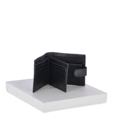 Vegetable Tanned 8 Card, ID & Coins & Zip Billfold Tab Leather Wallet Black : 1258-VT