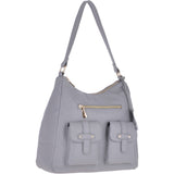 Medium Leather Shoulder Bag Light Grey  - 60660