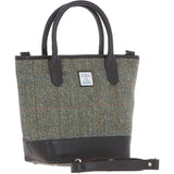 Ashwood Leather & Harris Tweed® Cloth Large Grab Bag Brown/Green: TW-64-09-BG