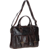 Executive Leather Laptop Bag with Buckle Pockets Brown: TL-008
